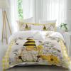 3pcs Soft Duvet Covers Queen Size,Spring Summer Bee Gnome Farmhouse Honey Daisy Flower Yellow Buffalo Plaid Washed Microfiber Comforter Cover Set with Corner Ties(1 Duvet Cover+2 Pillowcases) view 1