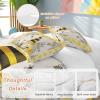 3pcs Soft Duvet Covers Queen Size,Spring Summer Bee Gnome Farmhouse Honey Daisy Flower Yellow Buffalo Plaid Washed Microfiber Comforter Cover Set with Corner Ties(1 Duvet Cover+2 Pillowcases) view 4