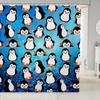 Cartoon Penguins Kids Shower Curtains,Cute Arctic Pole Animals Bathroom Curtains for Girls Boys Bedroom,Starry Sky Dots Glitter Blue Romantic Waterproof Curtains,12 Hooks Suits,72" W x 78" L view 1