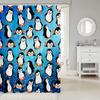 Cartoon Penguins Kids Shower Curtains,Cute Arctic Pole Animals Bathroom Curtains for Girls Boys Bedroom,Starry Sky Dots Glitter Blue Romantic Waterproof Curtains,12 Hooks Suits,72" W x 78" L view 2