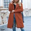 HINDOLA Womens Fluffy Faux Fur Solid Jacket Female Sherpa Long Sleeve Fashion Coat Winter Lapel Open Front Overcoat view 2
