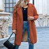 HINDOLA Womens Fluffy Faux Fur Solid Jacket Female Sherpa Long Sleeve Fashion Coat Winter Lapel Open Front Overcoat view 4