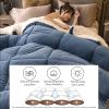 ZTGL 3-Layer Luxury Lamb Winter Quilt Thick Bed Blanket, Extra Warmest Plush Comforter Core, Super Soft Lamb Blanket Double-Sided Quilt Heavy Warm for Winter,Blue,220x240cm/5kg view 4