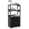 MAT EXPERT 48 Storage Cabinet, Kitchen Pantry Cabinet w/ 2 Open Shelves, Drawer and Door Cupboard, Multipurpose Bathroom Storage Cabinet for Living Room, Dining Room, Office view 1
