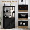 MAT EXPERT 48 Storage Cabinet, Kitchen Pantry Cabinet w/ 2 Open Shelves, Drawer and Door Cupboard, Multipurpose Bathroom Storage Cabinet for Living Room, Dining Room, Office view 4