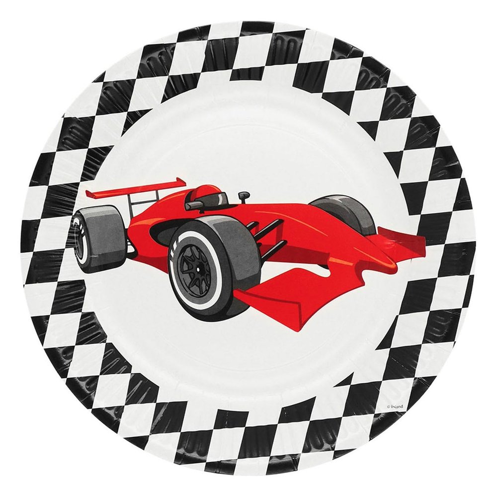 Boland 44777 Speed Racing Car Paper Plates for Parties and Birthdays Formula Racing Car Pack of 8