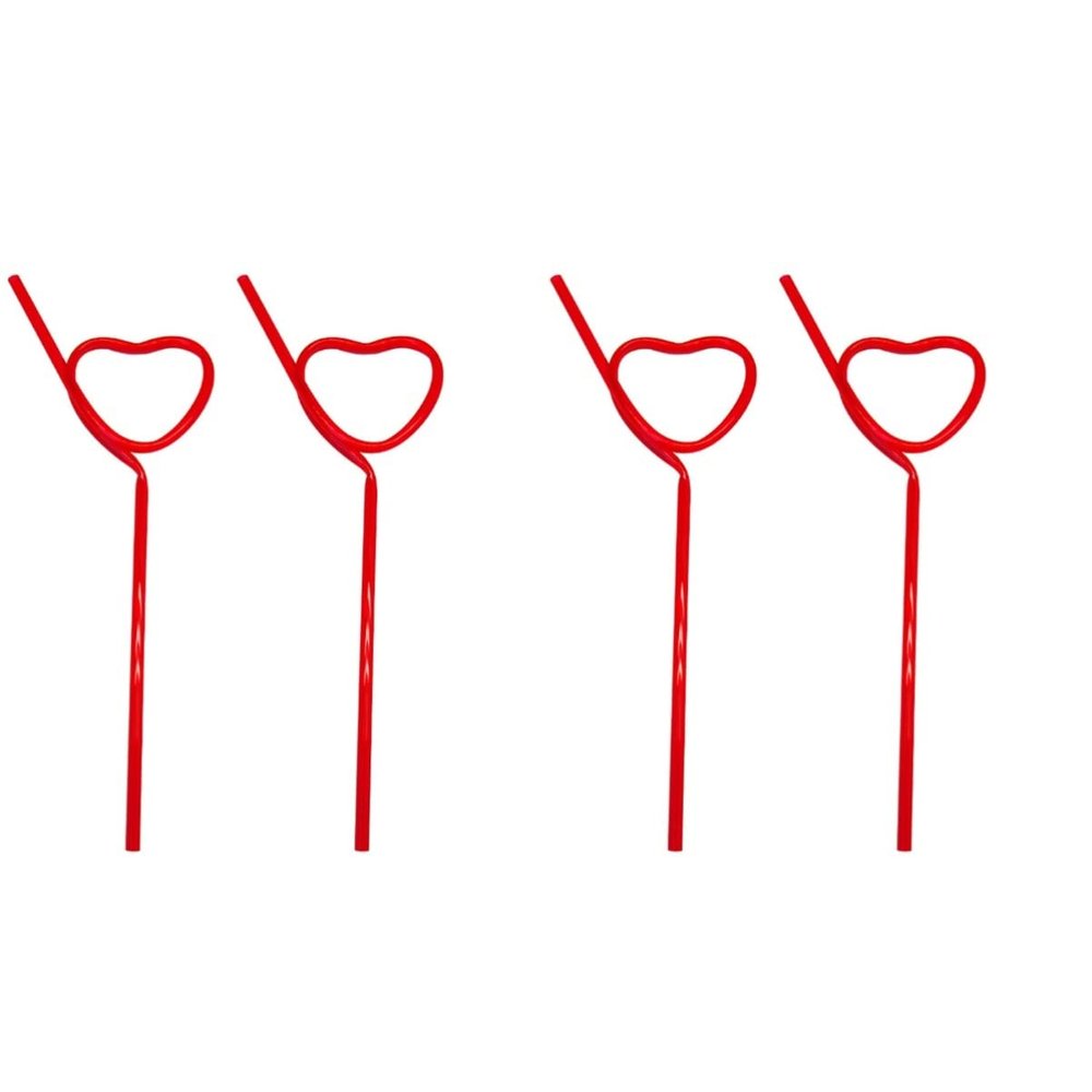 Abaodam 8 pcs Wedding Day Bachelorette Decorations Drinking Valentine Heart Valentines Supplies Party Novelty Plastic Straws: Unique Props Sipping for Straws, Shaped Loop Heart- Love