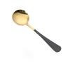Round Head Soup Spoons, 2Pcs Metal Korean Spoon Stainless Steel Soup Spoon Dinner Table Spoon Wide Tablespoons for Soup Dessert Coffee(Black) view 1