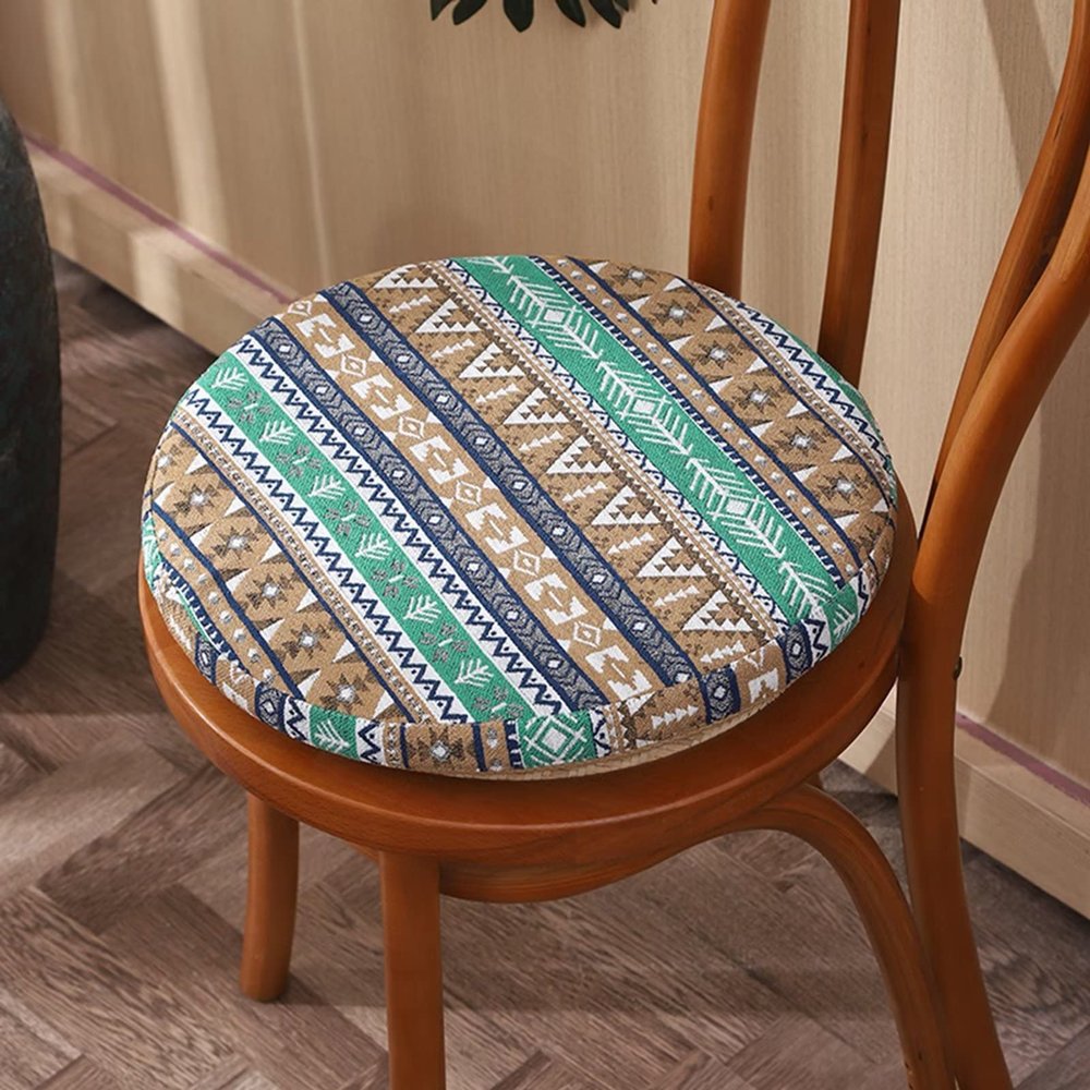12 inch Round Seat Chair Stool Cushion Pad, Thick Indoor Dining Kitchen Chair Soft Seat Pads Cushion, 4.5cm/1.8in Memory Foam Seat Cushion Rubber Back, Knitted Cotton Cover Wahable and Removable