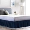 Navy Blue Ruffle Bed Skirt with 16" Drop- Hotel Quality 600 TC Cotton,Gathered Style with Platform Three Sided Coverage Dust Ruffle Bed Skirts-Short Queen(60"X 75") Navy Blue Bed Skirt view 1