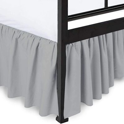 Silver Ruffle Bed Skirt with 16" Drop- Hotel Quality 600 TC Cotton,Gathered Style with Platform Three Sided Coverage Dust Ruffle Bed Skirts-Queen(60"X 80") Silver Bed Skirt