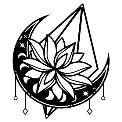 JILIP Mandala Wall Silhouette Artwork, Moon Lotus Metal Wall Art, Black Metal Wall Hanging Sculpture, for Christmas Home Decoration (Size : 15.8IN/40cm)