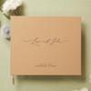 MUUJEE Personalized Guestbook in Tan - Premium Tan Leatherette Custom Modern Guest Book for Wedding Reception, Birthday Party or Events w/Bookmark Blank Pages for Signing, Large 11.5 x 8.5 inches view 2
