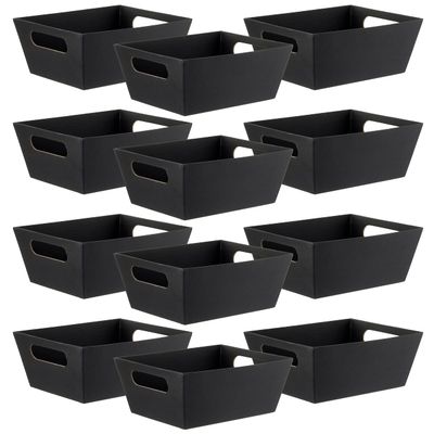 Celebrate It Black Gift Basket with Handles - Paper Gift Basket for Weddings, Parties, Birthdays - Bulk 12 Pack