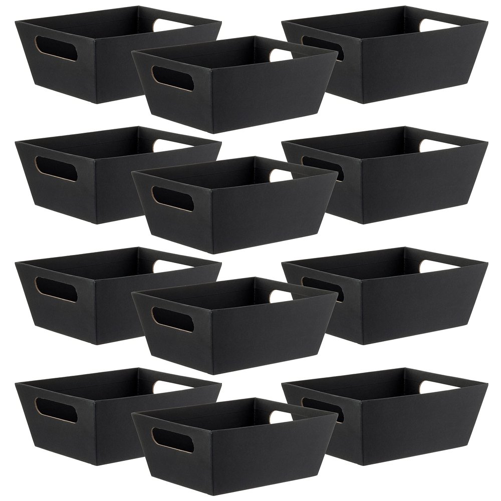 Celebrate It Black Gift Basket with Handles - Paper Gift Basket for Weddings, Parties, Birthdays - Bulk 12 Pack