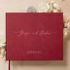 MUUJEE Personalized Guestbook in Red - Premium Custom Modern Guest Book for Wedding Reception, Birthday Party or Events w/Bookmark Blank Pages for Signing 11.5 x 8.5 inches view 2