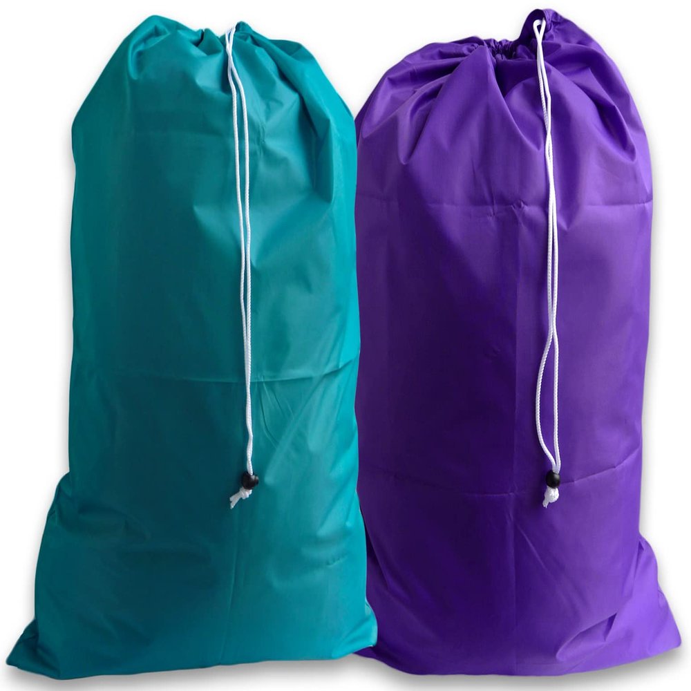 Extra Large Heavy Duty Laundry Bags, Teal and Purple, (2 Pack)
