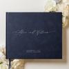 MUUJEE Personalized Guestbook in Navy - Premium Custom Modern Guest Book for Wedding Reception, Birthday Party or Events w/Bookmark Blank Pages for Signing 11.5 x 8.5 inches view 2