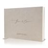 MUUJEE Personalized Guestbook in Taupe - Premium Custom Modern Guest Book for Wedding Reception, Birthday Party or Events w/Bookmark Blank Pages for Signing 11.5 x 8.5 inches view 1