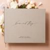 MUUJEE Personalized Guestbook in Taupe - Premium Custom Modern Guest Book for Wedding Reception, Birthday Party or Events w/Bookmark Blank Pages for Signing 11.5 x 8.5 inches view 2