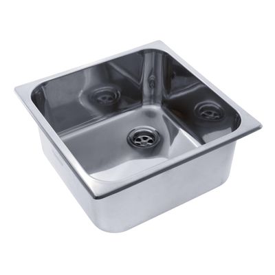AMBASSADOR MARINE GRADE Rectangle 304 Stainless Steel Sink Ultra-Mirror, 14-1/2" x 14-1/2" x 6" Deep (S44-4614-UM-W)