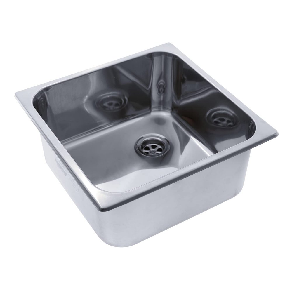 AMBASSADOR MARINE GRADE Rectangle 304 Stainless Steel Sink Ultra-Mirror, 14-1/2" x 14-1/2" x 6" Deep (S44-4614-UM-W)