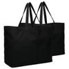 BasicList Extra Large Canvas Tote Bag - Big Reusable Grocery Shopping Heavy Duty Foldable, Black/Black, (pack of 2) view 1