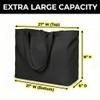 BasicList Extra Large Canvas Tote Bag - Big Reusable Grocery Shopping Heavy Duty Foldable, Black/Black, (pack of 2) view 4