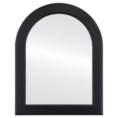 OVALCREST - Crescent Wooden Beveled Wall Mirror for Home Decor, Bathroom, Vanity, Bedroom, Living Room, Hallway - Matte Black - 28.375x36.375 Outside Dimensions - Wilmington Style