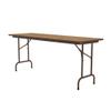 Correll Heavy Duty Utility Folding Table, Melamine Top, USA Made, Strong Steel Apron, 24"x72", Medium Oak Top Brown Edge view 1