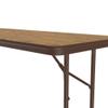 Correll Heavy Duty Utility Folding Table, Melamine Top, USA Made, Strong Steel Apron, 24"x72", Medium Oak Top Brown Edge view 3