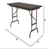 Correll Heavy Duty Height Adjustable Utility Folding Table, High Pressure Laminate Top, USA Made, Strong Steel Apron, 24"x48", Walnut Top Black Edge view 2