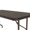 Correll Heavy Duty Height Adjustable Utility Folding Table, High Pressure Laminate Top, USA Made, Strong Steel Apron, 24"x48", Walnut Top Black Edge view 3