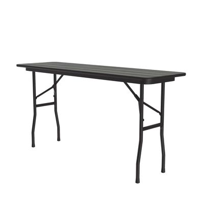 Correll 18"x96" Commercial Folding Table, New England Driftwood High Pressure Laminate Top, Heavy 3/4" Thick Core, Made in The USA, Steel Apron