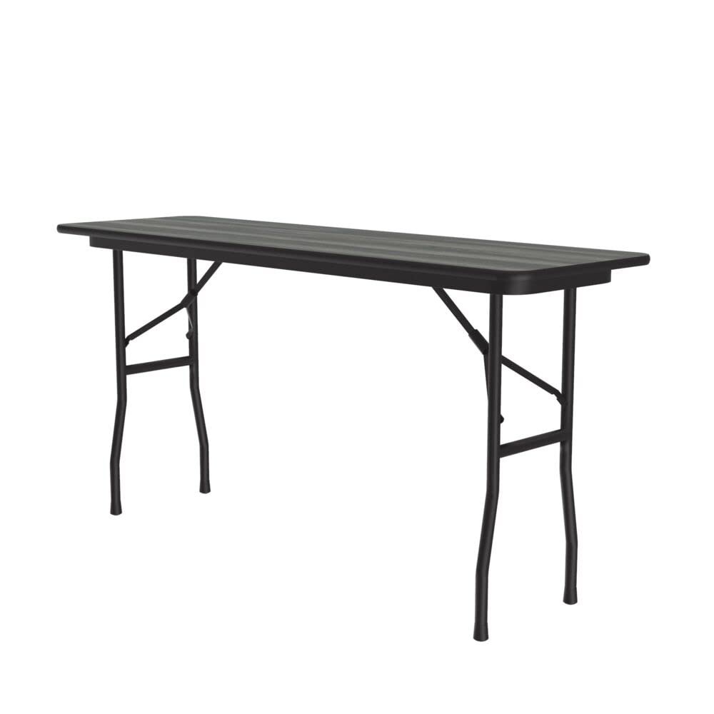 Correll 18"x96" Commercial Folding Table, New England Driftwood High Pressure Laminate Top, Heavy 3/4" Thick Core, Made in The USA, Steel Apron