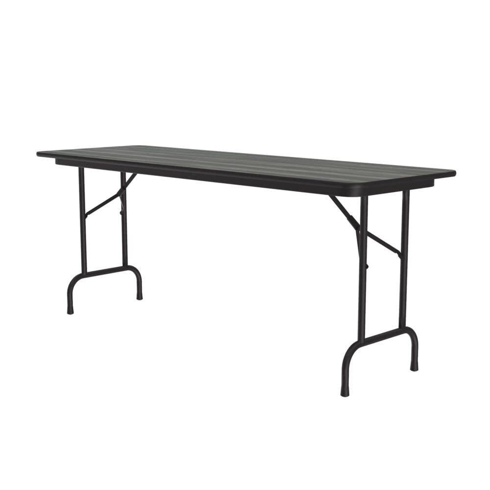 Correll 24"x60" Commercial Folding Table, New England Driftwood High Pressure Laminate Top, Heavy 3/4" Thick Core, Made in The USA, Steel Apron