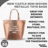 DISCOUNT PROMOS Custom New Castle Non-woven Metallic Tote Bags Set of 50, Personalized Bulk Pack - Cool Modern Design, Perfect For Everyday Use - Rose Gold view 3