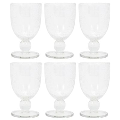 TAG True Living Classic Clear Bubble 10 ounce Glass Goblet Set of 6, Short