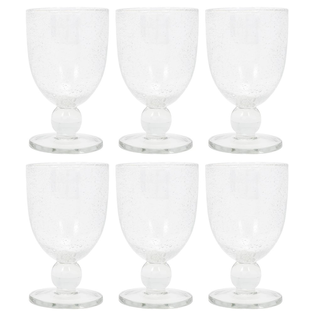 TAG True Living Classic Clear Bubble 10 ounce Glass Goblet Set of 6, Short