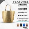 DISCOUNT PROMOS New Castle Non-woven Metallic Tote Bags Set of 10, Bulk Pack - Cool Modern Design, Perfect For Everyday Use - Gold view 4
