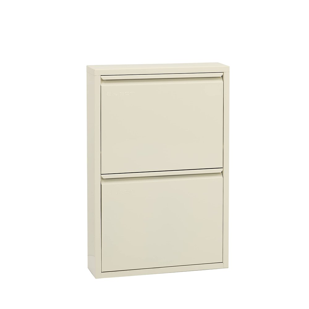 Alveon Flip Drawer Shoe Cabinet, Storage Organizer, Freestanding Shoe Rack, Wall Mounted No-Assembly (Gray, 2 Drawer)