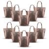 DISCOUNT PROMOS New Castle Non-woven Metallic Tote Bags Set of 10, Bulk Pack - Cool Modern Design, Perfect For Everyday Use - Copper view 1