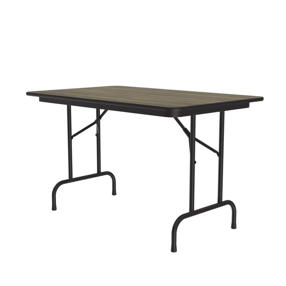 Correll 30"x48" Commercial Folding Table, Colonial Hickory High Pressure Laminate Top, Heavy 3/4" Thick Core, Made in The USA, Portable, Steel Apron