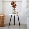 Milton Greens Stars Round Side 18" H x 15D Accent Table Nightstand Coffee Wooden Tray with Black Metal Stand End for Living Bedroom Office Small Spaces, White Table & Black Legs view 1