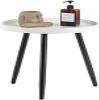 Milton Greens Stars Round Side 18" H x 15D Accent Table Nightstand Coffee Wooden Tray with Black Metal Stand End for Living Bedroom Office Small Spaces, White Table & Black Legs view 3