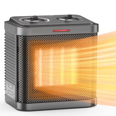 Space Heater for Indoor Use, 1500W PTC Ceramic Heater with Thermostat, Small Space Heater 2S Rapid Heating, 3 Modes, Electric Portable Heater with Safety Protection for Bedroom, Quiet Office
