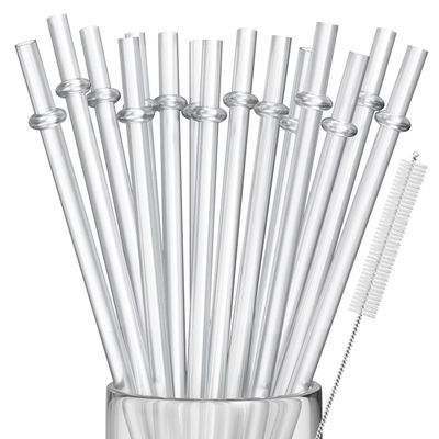 15 Pieces 11 Inch Clear Reusable Plastic Replacement Drinking Straws, Fit for 24 oz 32oz 40oz Mason Jars, Tumblers, Extra Long Unbreakable Drinking Straws with Cleaning Brush, BPA Free
