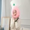 HIPIHOM Plush Fruit Headgear Hat Funny Novelty Hat Sleeping Pillow Toy Stuffed Cap Photo Props Warm Cosplay Costume Head Accessories Adult (Peach) view 2