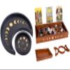 Moon Tray Crystal Holder Set, Wood Moon Phase Crystal Tray for Stones Display with Brown Tarot Card Holder, Witchcraft Crystal Organizer Bowl, Wiccan Altar Supplies view 1