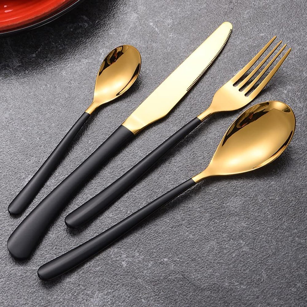 Black Silverware Flatware Set for 16, 48 Pieces Food-Grade Stainless Steel Flatware Cutlery Set,Kitchen Utensils Tableware Include Spoons Forks Knifes for Home Kitchen Restaurant Wedding Christmas